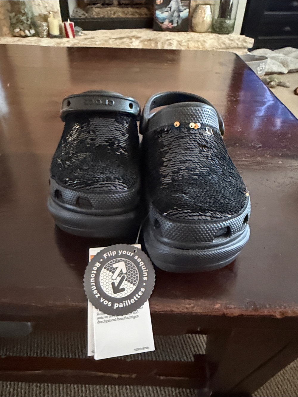 CROCS Black Sequin Platform Clogs - Picture 5 of 6